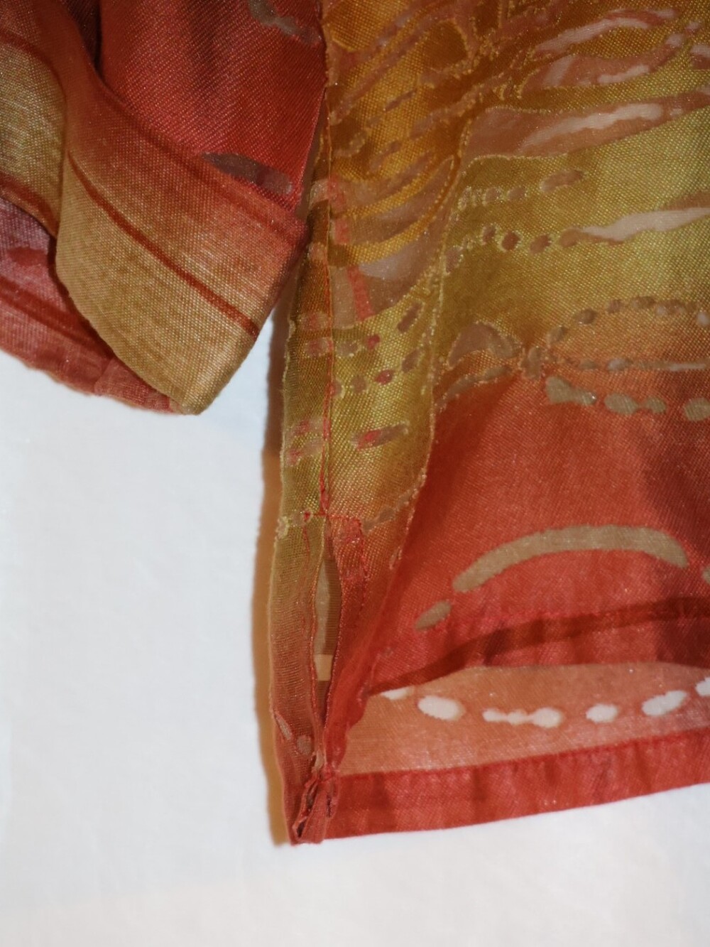 Ruby Rd. Earthy Sunset Gradient Patterned Button-Front Blouse. - Picture 6 of 14
